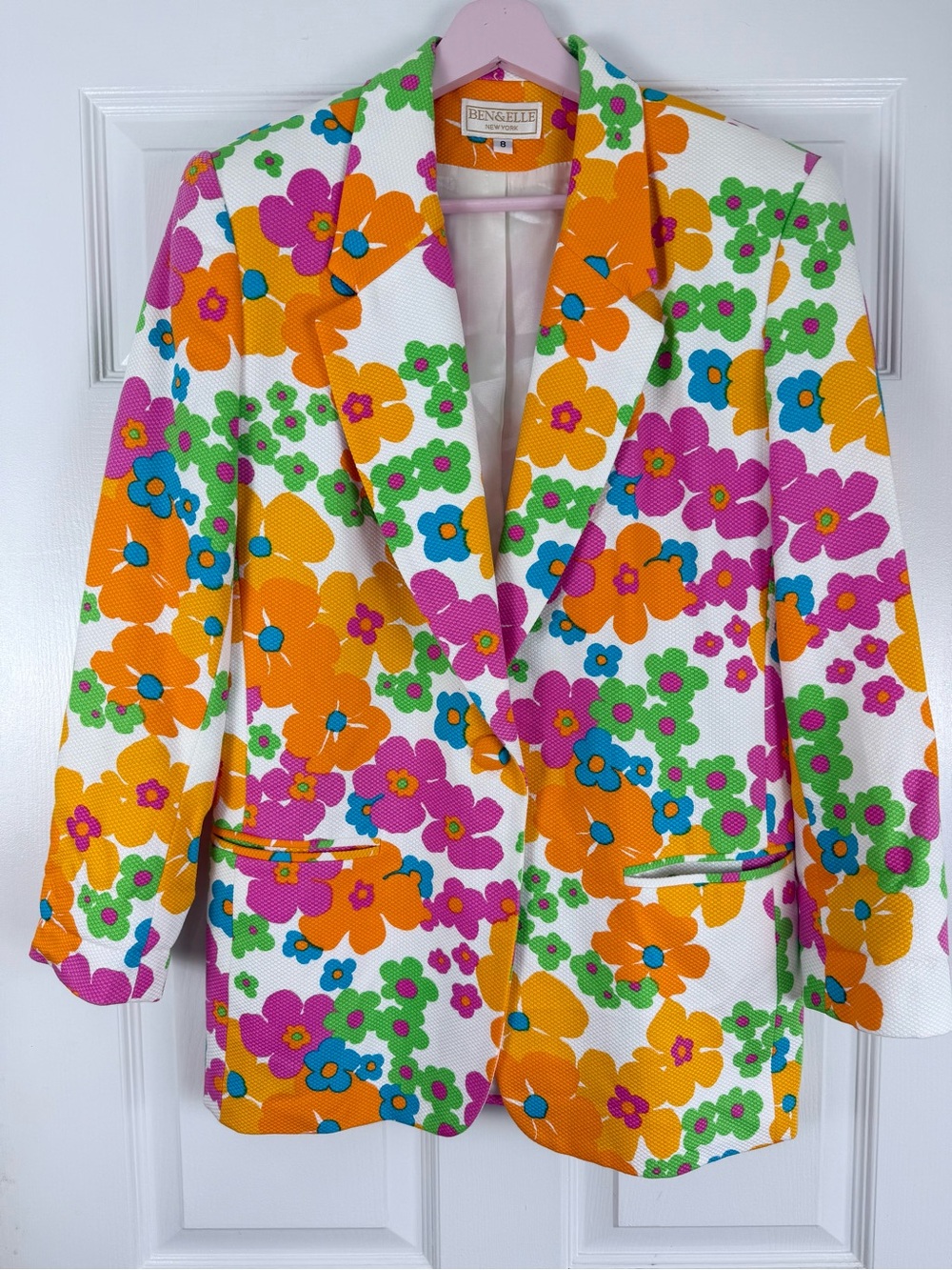 Vintage Y2K Ben & Elle 70’s Flower Power Dopamine Blazer Size 8